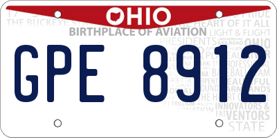 OH license plate GPE8912