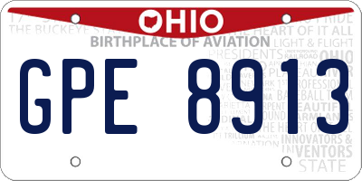 OH license plate GPE8913