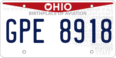 OH license plate GPE8918