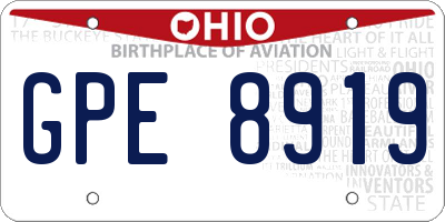 OH license plate GPE8919