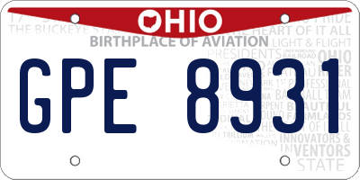 OH license plate GPE8931