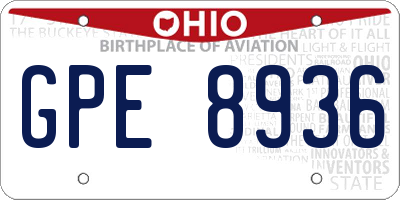 OH license plate GPE8936