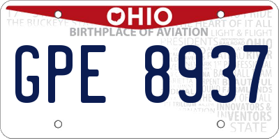 OH license plate GPE8937