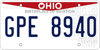 OH license plate GPE8940