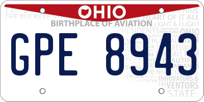 OH license plate GPE8943