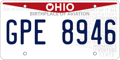 OH license plate GPE8946