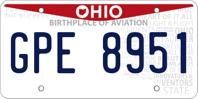 OH license plate GPE8951