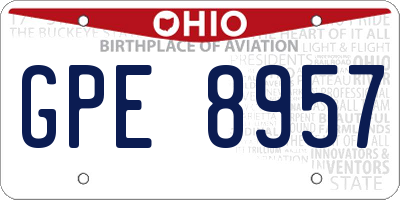 OH license plate GPE8957