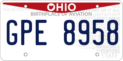 OH license plate GPE8958