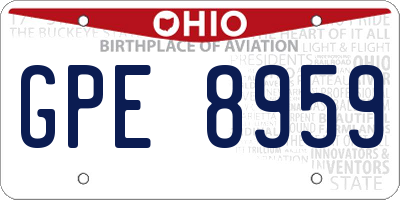 OH license plate GPE8959
