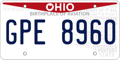 OH license plate GPE8960