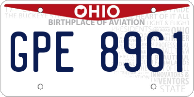 OH license plate GPE8961