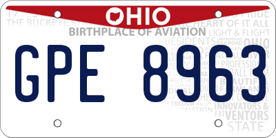 OH license plate GPE8963