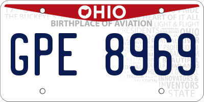 OH license plate GPE8969