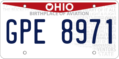 OH license plate GPE8971