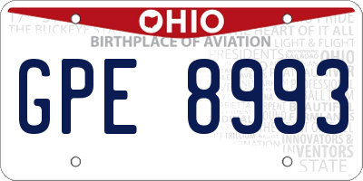 OH license plate GPE8993