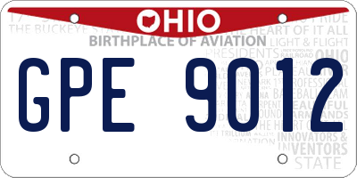 OH license plate GPE9012