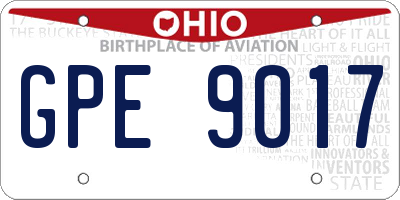 OH license plate GPE9017