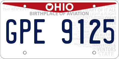 OH license plate GPE9125