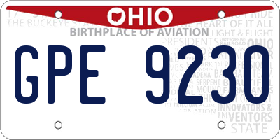 OH license plate GPE9230