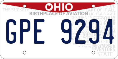 OH license plate GPE9294