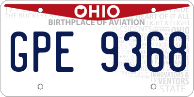 OH license plate GPE9368