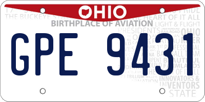 OH license plate GPE9431