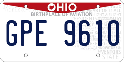 OH license plate GPE9610