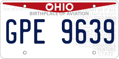 OH license plate GPE9639