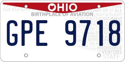 OH license plate GPE9718