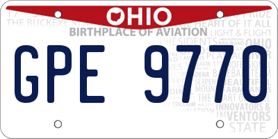 OH license plate GPE9770