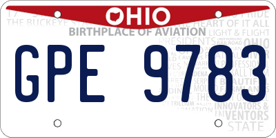 OH license plate GPE9783