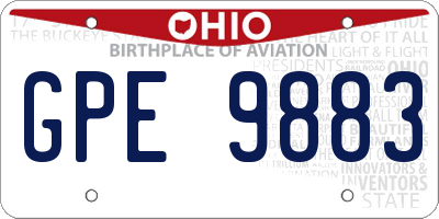 OH license plate GPE9883