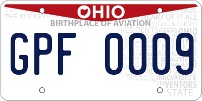 OH license plate GPF0009