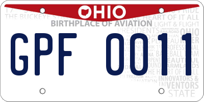 OH license plate GPF0011