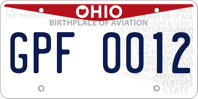 OH license plate GPF0012