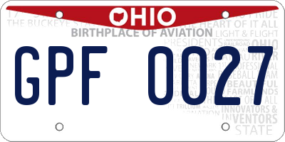 OH license plate GPF0027