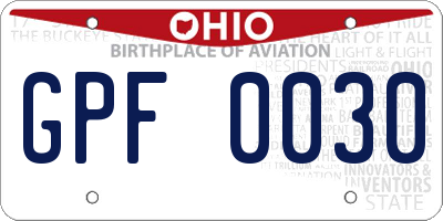 OH license plate GPF0030
