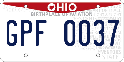 OH license plate GPF0037
