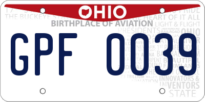 OH license plate GPF0039