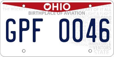 OH license plate GPF0046
