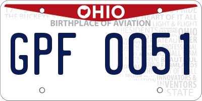 OH license plate GPF0051