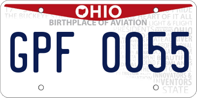 OH license plate GPF0055