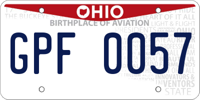 OH license plate GPF0057