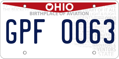 OH license plate GPF0063
