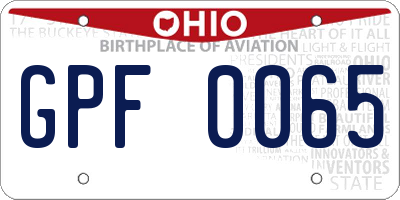 OH license plate GPF0065
