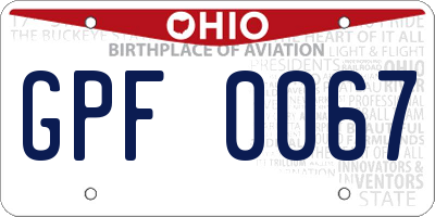 OH license plate GPF0067