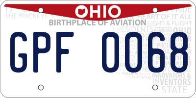 OH license plate GPF0068