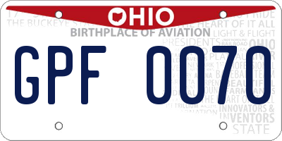 OH license plate GPF0070