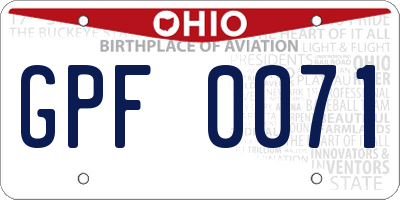 OH license plate GPF0071